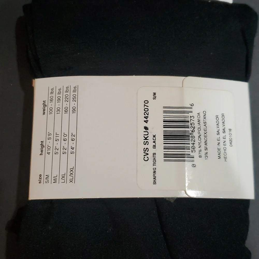 2pairs Hanes black opaque control top‎ shaper tights new size S/M